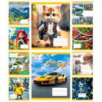 Зошити учнівські 12 аркушів клітинка Тверда Мікс 5, 25 шт. в упаковці