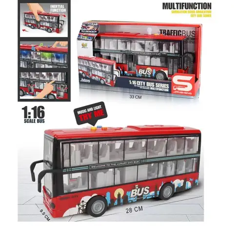 Автобус інерційний 28 см 1:16 звук світло рухомі деталі JS123B