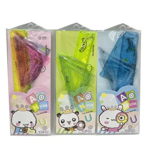 Набір лінійок Flex, Звірята, ZH-4120, 20 см, 2 трикутники, транспортир (В асортименті)