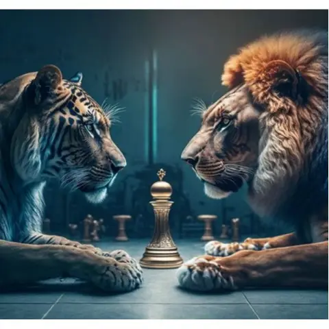 Набір для творчості алмазна картина Тигр з левом Strateg HEE13830, 30x30 см