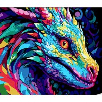 Набір для розпису по номерах Яскравий образ дракона, на чорному фоні, 30x40 см, FH-11