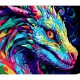 Набір для розпису по номерах Яскравий образ дракона, на чорному фоні, 30x40 см, FH-11