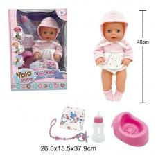 Пупс інтерактивний 40см, заплющує очі, знімний одяг, п'є з пляшечки, ходить на горщик, аксесуари YL2440A-F