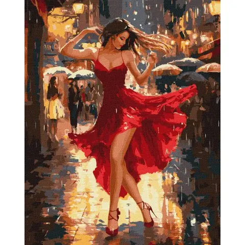 Набір для розпису по номерах Танець під дощем, Ideyka, 40x50 см, КНО8498