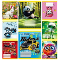 Зошити учнівські 12 аркушів коса лінія Тверда Мікс 10, 25 шт. в упаковці