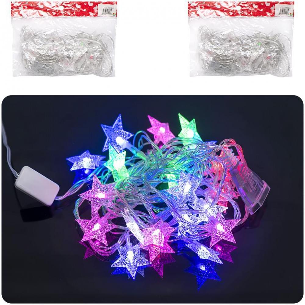 Гірлянда електрична "Зірки" 20шт 4М LED кольорова D-21
