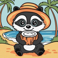 Набір для розпису по номерах для дітей 5+ Єнот і кокос, Ideyka, 25x25 см, КНО1242