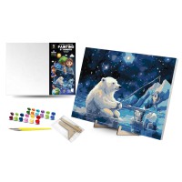 Картина за номерами Qbee Полярний ведмідь з дерев’яною підставкою 30×40 см QB900-081
