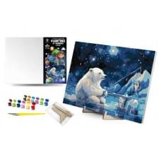 Набір для розпису по номерах Qbee "Полярний ведмідь" з дерев'яною підставкою 30х40 см QB900-081