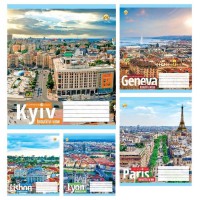 Зошити учнівські 48 аркушів лінія Тверда 42509 Міста, 10 шт. в упаковці