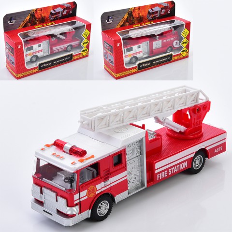 Пожежна машина, XG879-105A, метал, 17 см, з музичними та світловими ефектами (В асортименті)