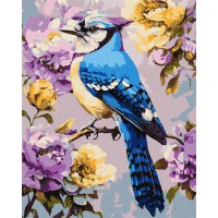 Набір для розпису по номерах Сойка в півоніях, Ideyka, 40x50 см, КНО6711