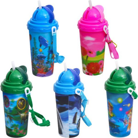 Стакан-поїлка з трубочкою та ремінцем 011 500 мл (В асортименті)