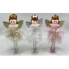 Іграшка декор новорічна "Янголятко з бантиком стоїть" 18см 3в.(40*12)
