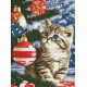 Алмазна мозаїка на підрамнику Кошеня під ялинкою з АВ стразами Ideyka 30×40 см AMO7787