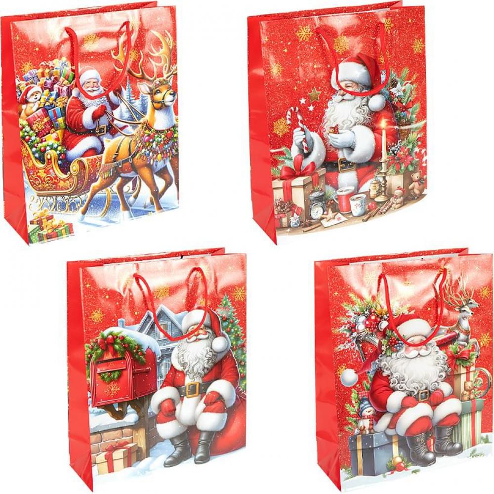 Подарунковий пакет "Новий Рік" 32х44х11см, набір з 4-х штук 2579-3(123382)