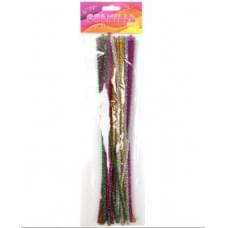 Синельний дріт з блискітками, 6х300мм, 7кольорів,25шт.MТ2001, ціна за 2 шт. //