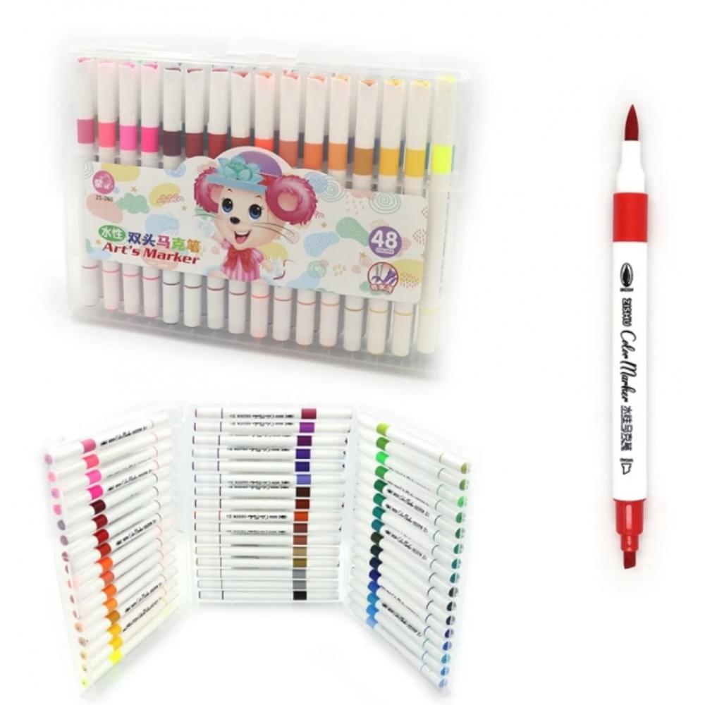 Набір скетч маркерів двусторонніх "Mouse" 48 штук, 48 кольорів у пластиковому боксі 260-48