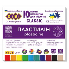 Пластилін classic 10 кольорів, 200г, kids line zb. 6232