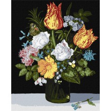 Картина за номерами  "натюрморт з квітами в склянці" кно3223 40х50см
