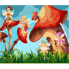 Картина за номерами  феї на грибочках strateg розміром 30х40 см (ss6696)