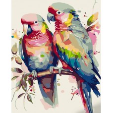 Картина за номерами  пара папужок strateg розміром 30х40 см (ss6740)