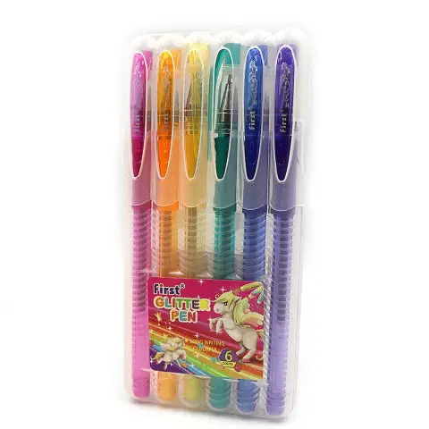 Набір гелевих ручок гліттер, 6 шт., 6 кольорів, PVC бокс із підвісом