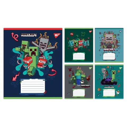 Зошити учнівські 12 аркушів клітинка Yes Minecraft Heroes, 25 шт. в упаковці
