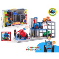 Ферма Синій трактор механічний підіймач, платформа, що обертається, тракторз інерцєю, гумові колеса