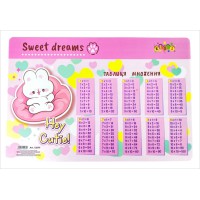 Підкладка настільна Kidis Hey Cutie, таблиця множення, 2 шт. в упаковці