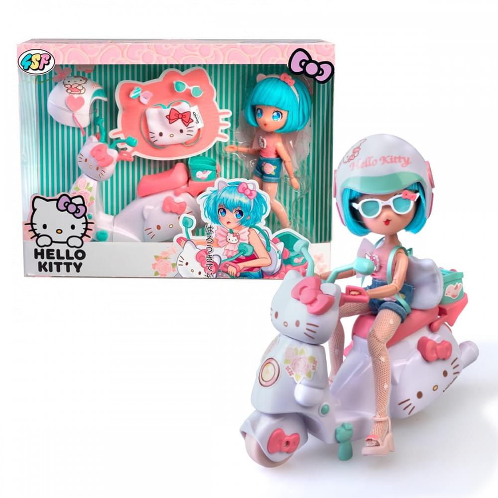 Ігровий набір 4SF MANGA DOLLS серії "Hello Kitty" - КРАСУНЯ ПІНК НА СКУТЕР (з аксесуарами) HKTF3000