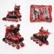 Роликові ковзани, розмір 29-33, PVC колеса, устілка 17-20 см, червоний, INLINE SKATE, 73426-S