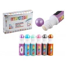 Крапкові маркери "Superdots" 6 кольорів, пастельні, золотий, срібний, об'єм маркера 60мл C35510