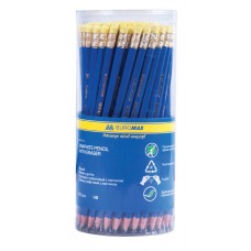Карандаш графитовый НВ JOBMAX, пластиковый, синий, с резинкой туба,100шт.в уп. BM.8514