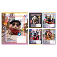 Зошити учнівські 18 аркушів лінія Yes Cute animals, 25 шт. в упаковці