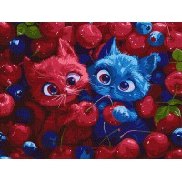 Набір для розпису по номерах Ягідні пухнастики, Ideyka, 30x40 см, КНО5143