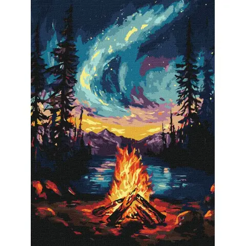 Картина за номерами Північне сяйво з фарбами металік extra 30×40 см КНО6361