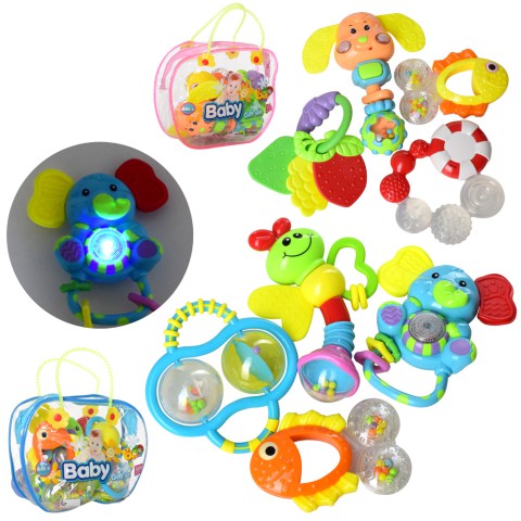 Брязкальце прорізувач, від 12 см, 4 шт. (1 шт. музика, звук, світло), на батарейках, 20x16x6 см