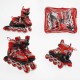 Роликові ковзани, розмір 34-38, PVC колеса, устілка 21-24 см, червоний, INLINE SKATE, 89208-M
