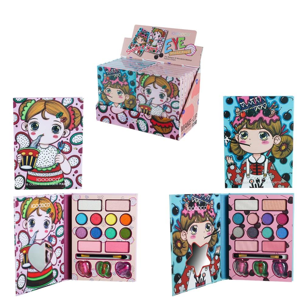 Косметика , палетка тіней для повік, помада, пензлик /16/192/12шт в кор. 12,5*16,5*2 см