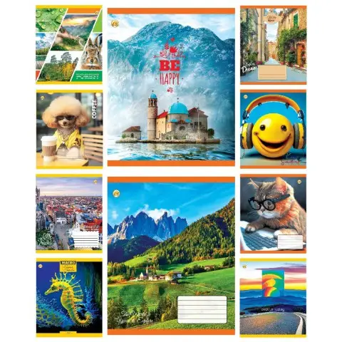 Зошити учнівські 48 аркушів лінія Тверда Мікс 1, 10 шт. в упаковці