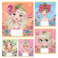 Зошити учнівські 12 аркушів клітинка Тверда 41113 GIRL, 25 шт. в упаковці