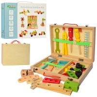 Дерев’яна іграшка Конструктор на шурупах, інструменти, чемодан, 30x23x7 см