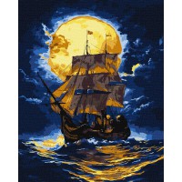 Набір для розпису по номерах Там, де небо зустрічає море з фарбами металік extra, Ideyka, 40x50 см, КНО6375