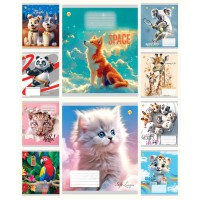 Зошити учнівські 12 аркушів клітинка Тверда Мікс 4, 25 шт. в упаковці