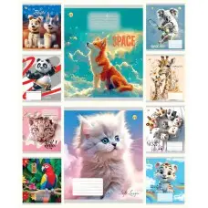 Тетради ученические 12 листов клетка Твердая Микс 4, 25 шт. в упаковке