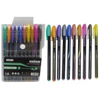 Набір гелевих ручок, 10 шт., з металевим ефектом, PVC