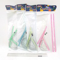 Набір прозорий Super value, 2 трикутники, транспортир, лінійка 30 см