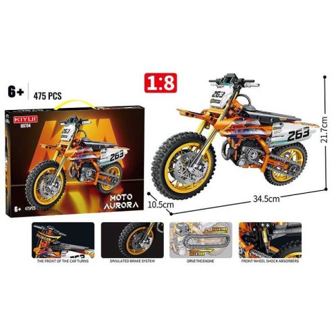 Конструктор Мотоцикл 475 деталей гумові шини H8704