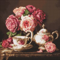 Алмазна мозаїка на підрамнику Троянди в темряві Ideyka 40×40 см AMO8344